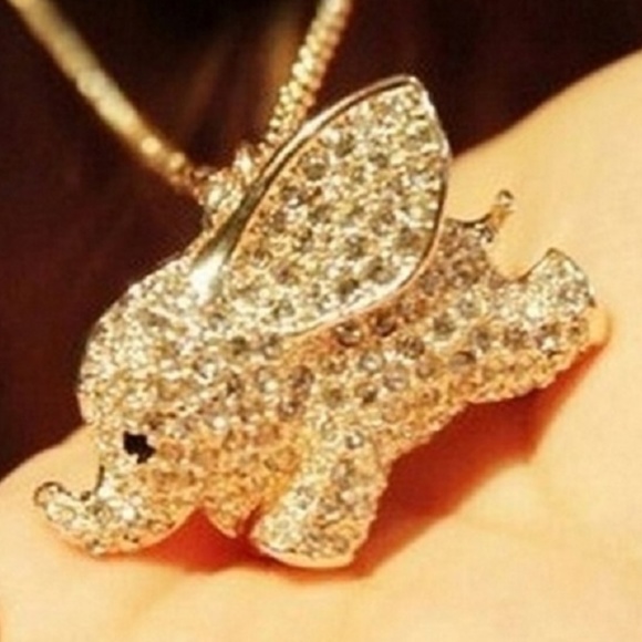 Cute Gold Baby Elephant Pendant - Picture 3 of 8